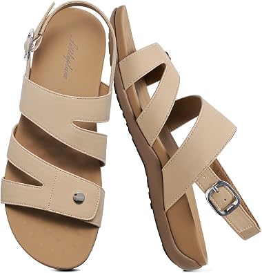 Littleplum Womens Orthopedic Sandals With Arch Support Comfortable Walking Orthotic Casual Flat Sandals For Women Dressy