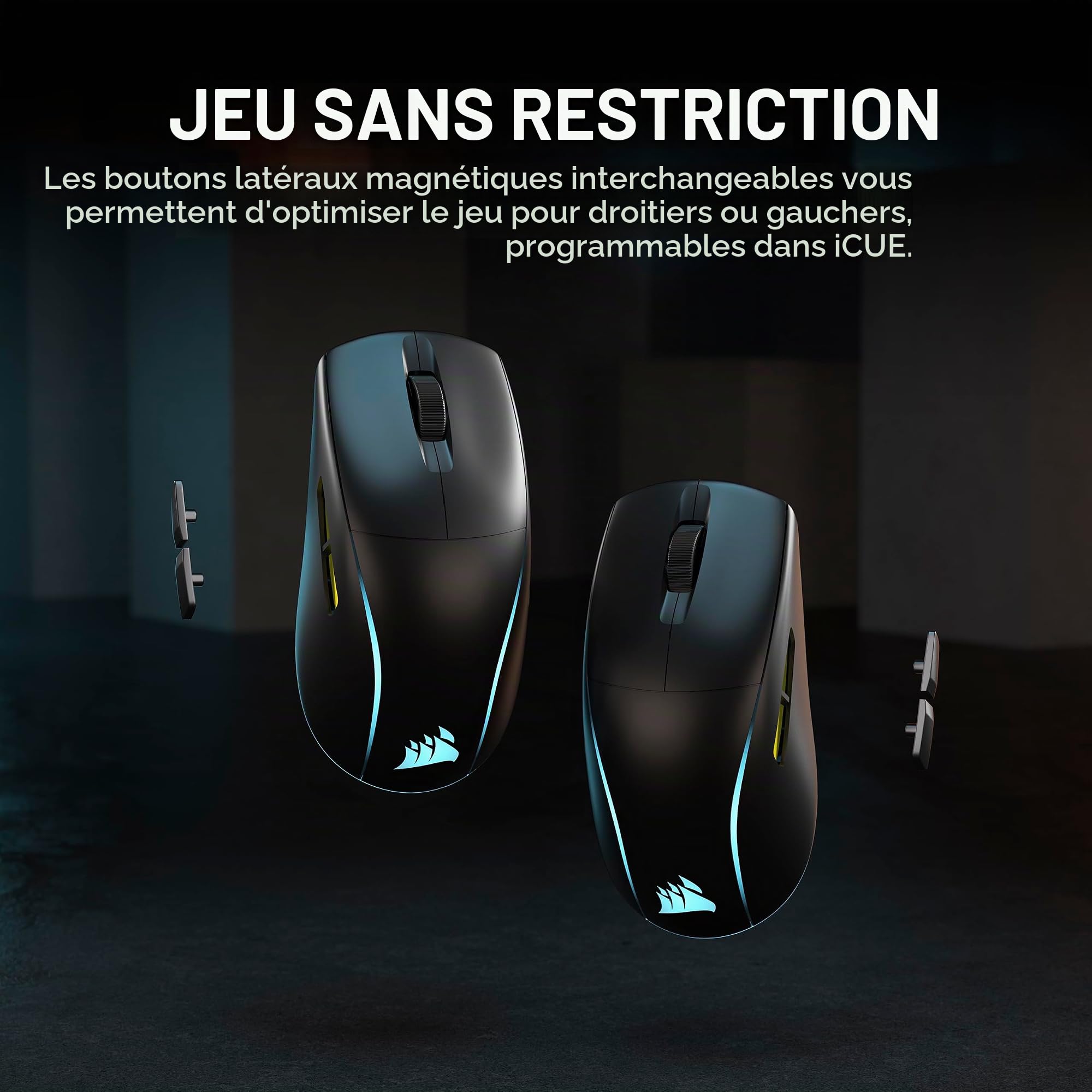 Corsair M75 Souris de Jeu sans Fil RVB légère FPS - 26 000 DPI - Boutons latéraux interchangeables - Compatible iCUE - PC - Noir