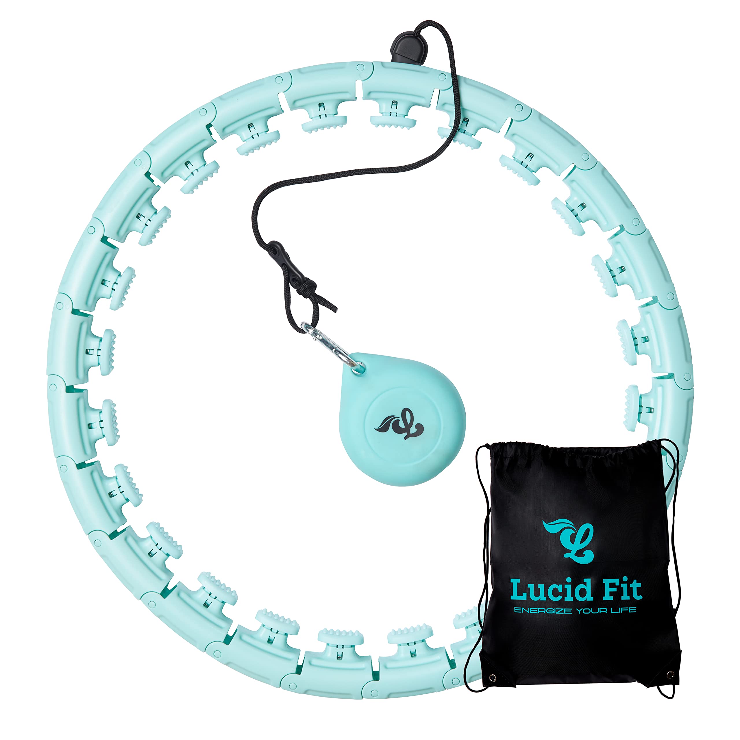Lucid Fit Smart Weighted Hula Hoop for Adults – Effective 2-in-1 Abdomen Fitness Massage & Weight Loss Tool with 24 Detachable Knots, Adjustable Design Fits 52” Waist, Ideal for Men and Women