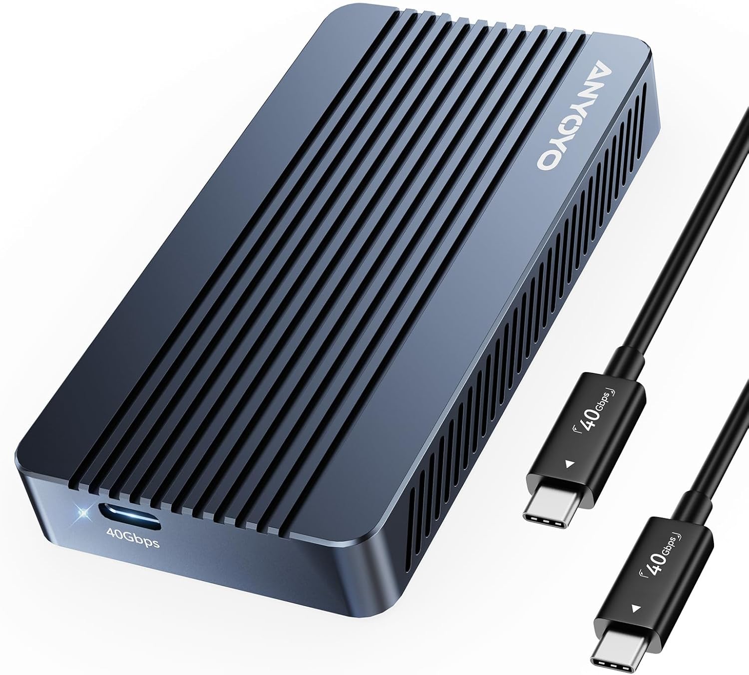 ANYOYO 40Gbps M.2 NVMe SSD Enclosure Tool Free Installation Aluminum USB 4 NVMe SSD Enclosure Compatible with Thunderbolt 5/4/3/USB 4/3.2/3.1/3.0/2.0 for M&B+M-Key SSD 2230/2242/2260/2280(TBU405M1)