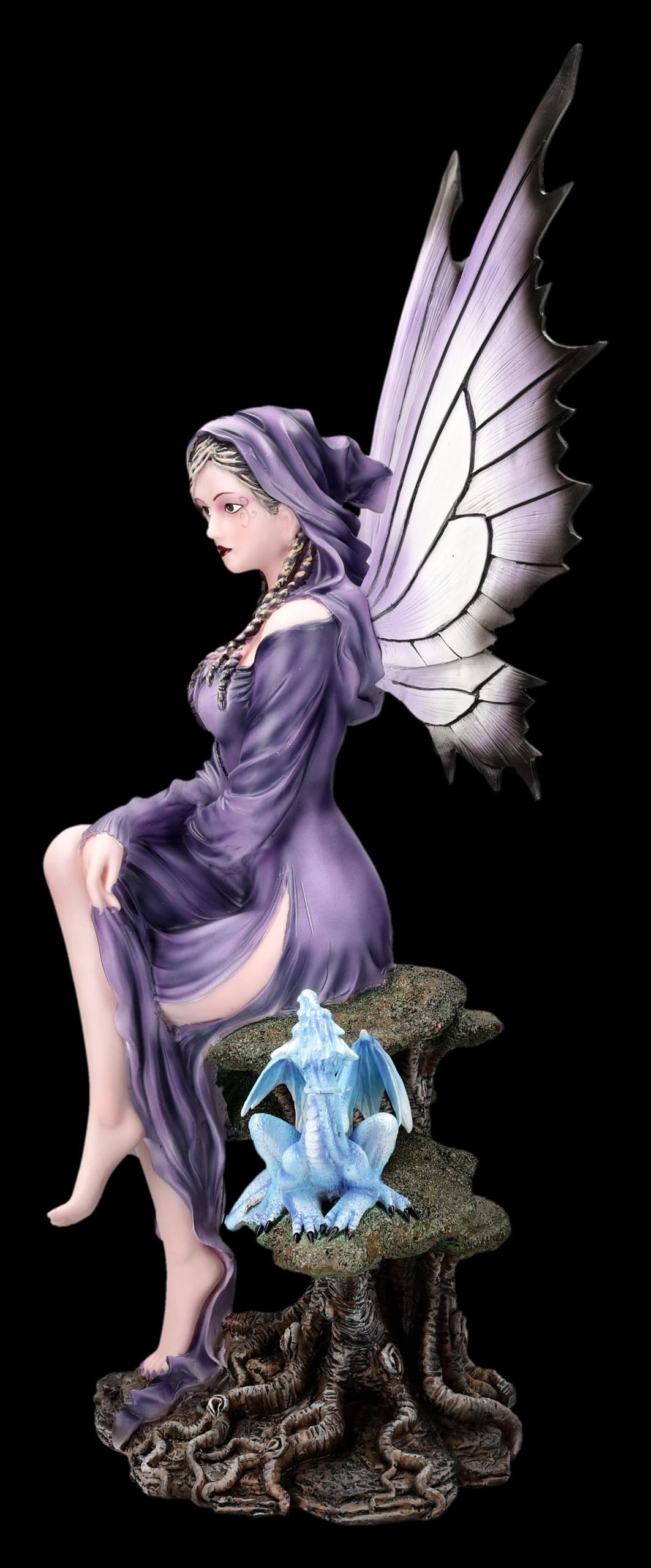 Figuren Shop GmbH Figura de elfo Neriel, guardiana de la luz de la luna, decoración de fantasía pintada a mano (54 cm), colección Tales of Aurelion, idea de regalo para los fanáticos de la luna y del