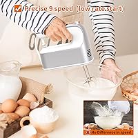 Vista 4 de Batidora de mano digital de 9 velocidades, potente motor de CC de 400 W, batidora de mano eléctrica de mano con estuche de almacenamiento a presión