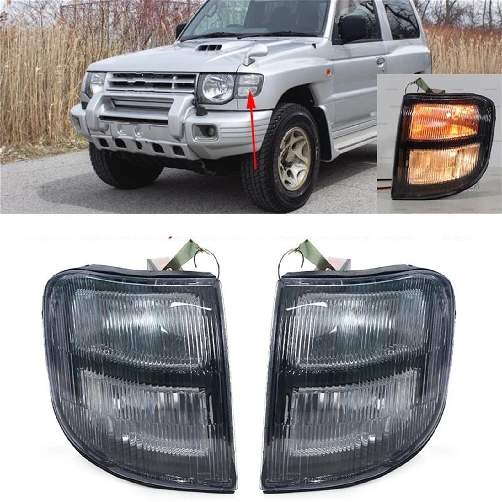 Generico Indicatori Specchio Lateral Per Mitsubishi Per Pajero MK2 II V33 Per Montero 1997-1999 Paraurti Anteriore Auto Luce Di Posizione Laterale Indicatore Direzione Lampada Indicatori Direzione