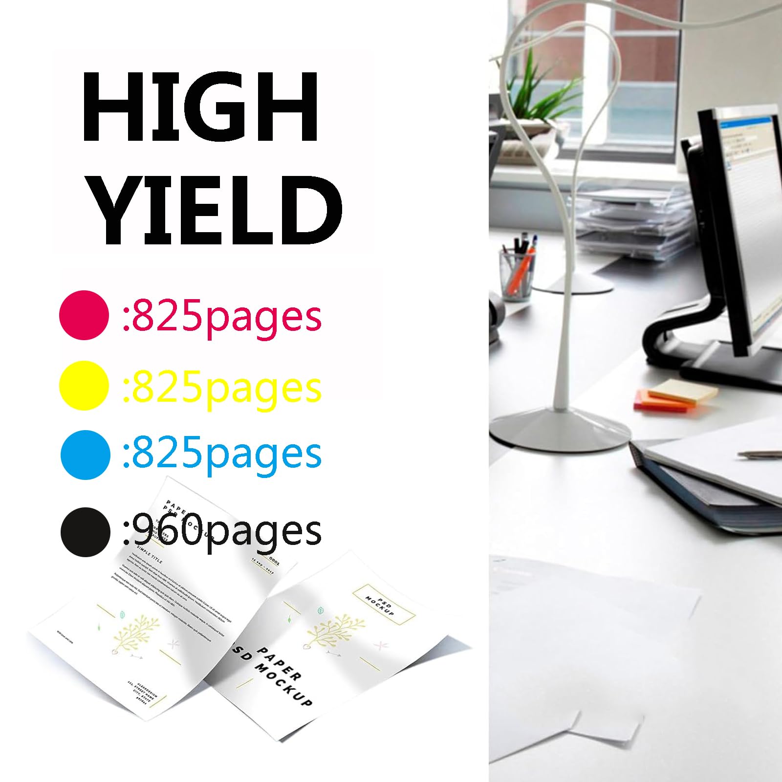 903XL Cartucce D'inchiostro Compatibili per 903 903XL per HP OFFICEJET PRO 6960 6961 6963 6964 6965 6966 Stampante Cartucce D'inchiostro ad Alta Resa, Installazione Semplice,1 Set