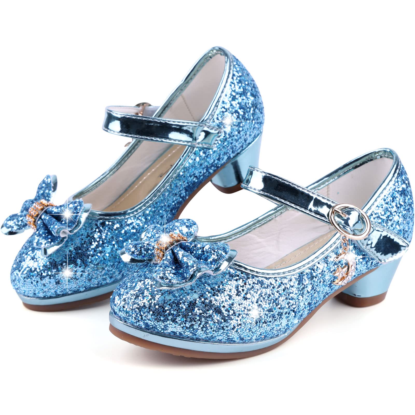 KUWIBYGirl's Princess Mary Jane Pump Shoes - Pink Silver Blue Purple White - Size 12 Months