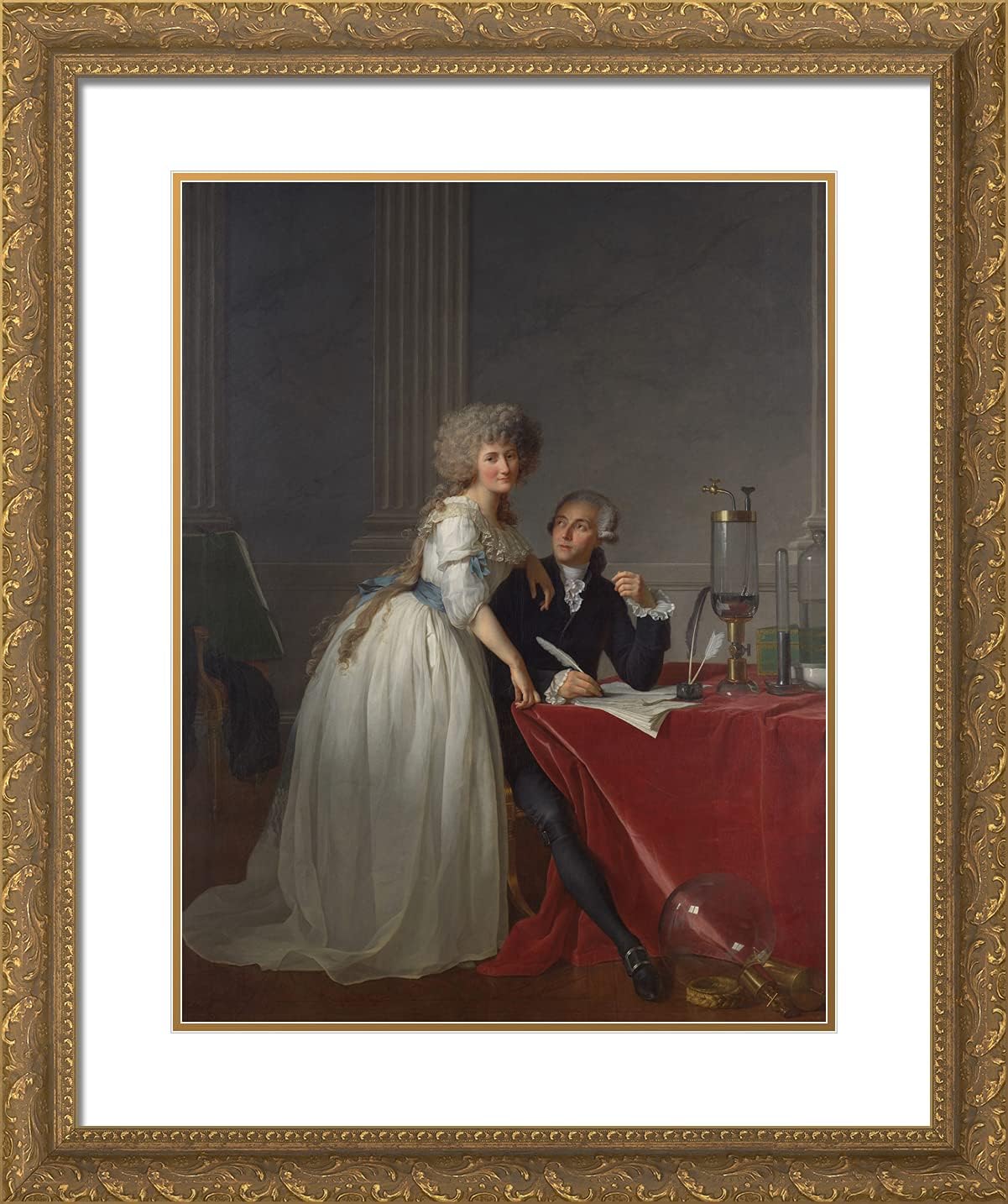 ArtDirect David, Jacques-Louis 20x24 Gold Ornate Framed Art Print with Double Matting Titled: Antoine Laurent Lavoisier and His Wife Marie Anne Pierrette Paulze