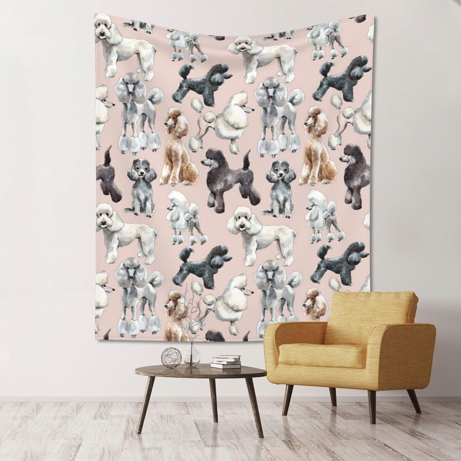 WKSGDSG Large Wall Hanging, Machine Washable Tapestry For Dorm Room, Poodles Dogs, Lightweight Polyester Wall Art For Bedroom Living Room, 152x130cm