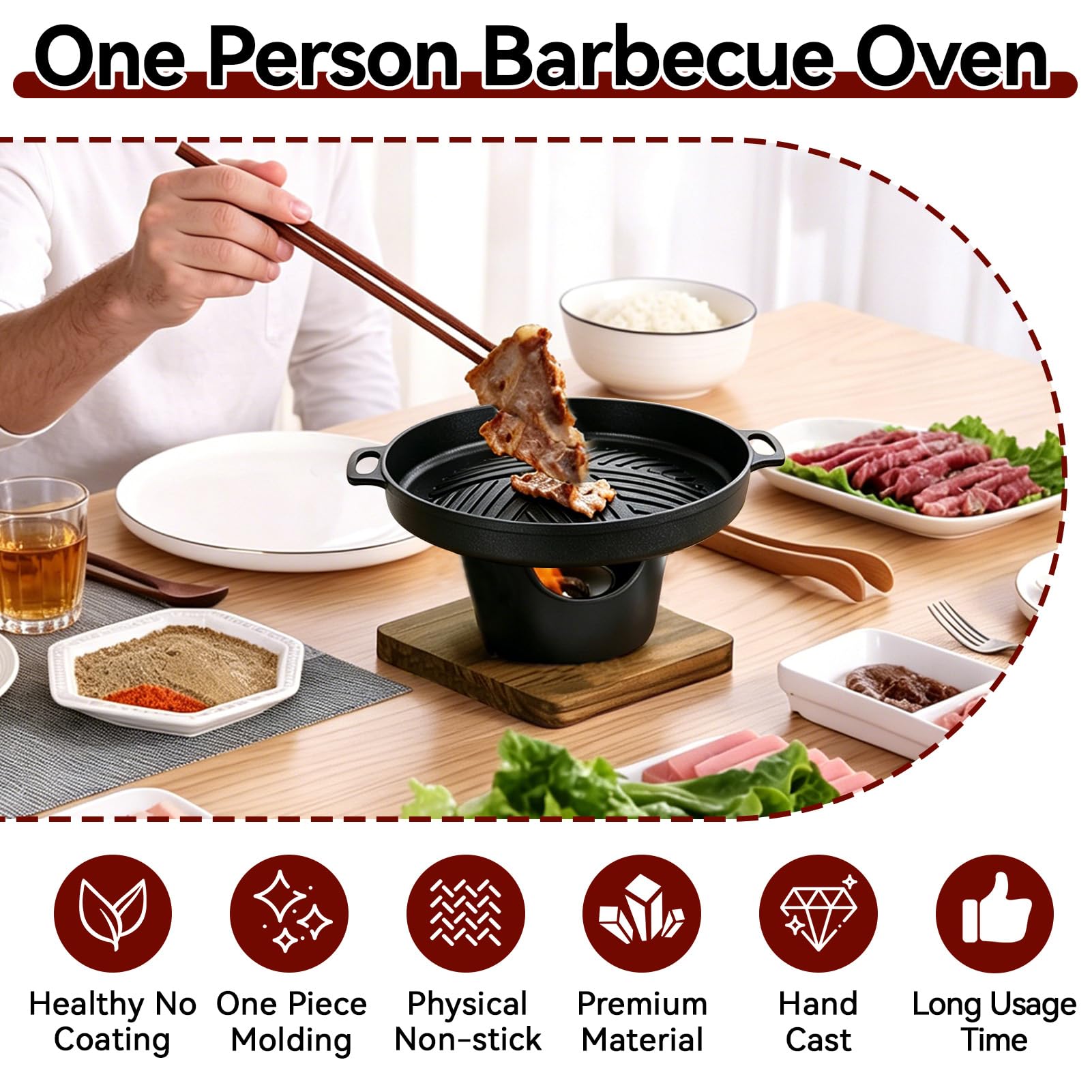 Koreański grill przenośny mini grill do użytku wewnątrz nieprzywierający piec stołowy, idealny na kemping i gotowanie w domu (HN BBQ18D)