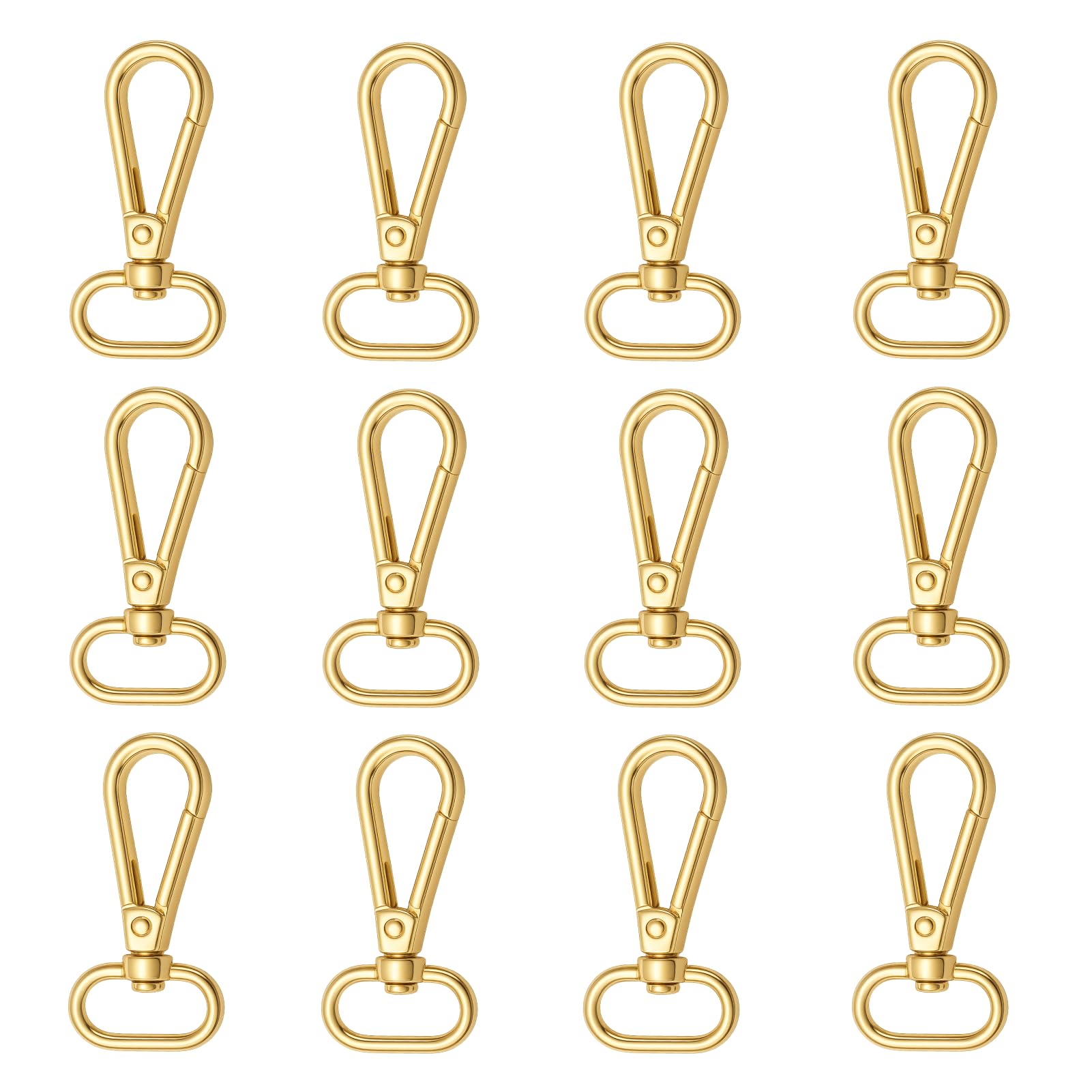 12 moschettoni girevoli dorati, ganci portachiavi con chiusura a griffe rotante a 360°, moschettoni in metallo resistenti per zaini, chiavi, guinzagli, portabadge, fai-da-te e accessori artigianali
