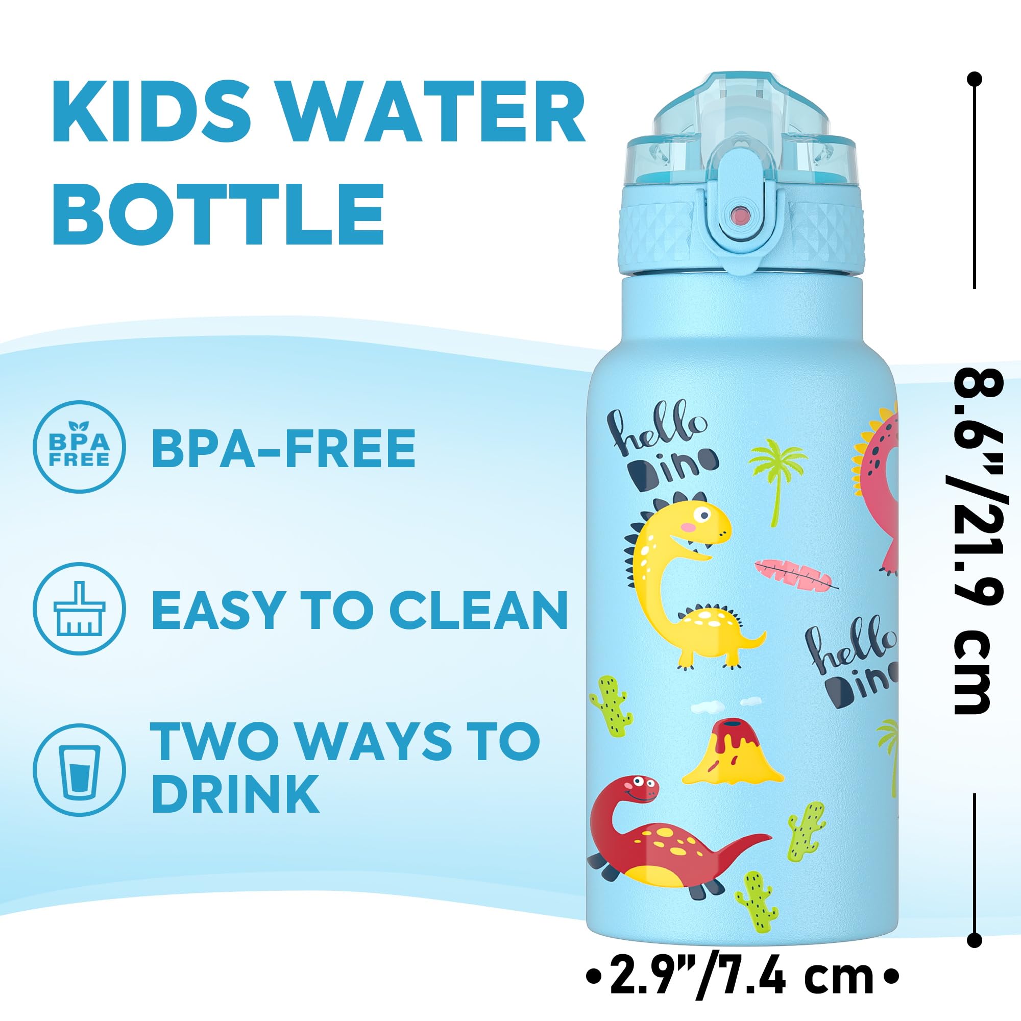 OLDLEY 500 ml/17 oz Kids roestvrij staal geïsoleerde waterfles met