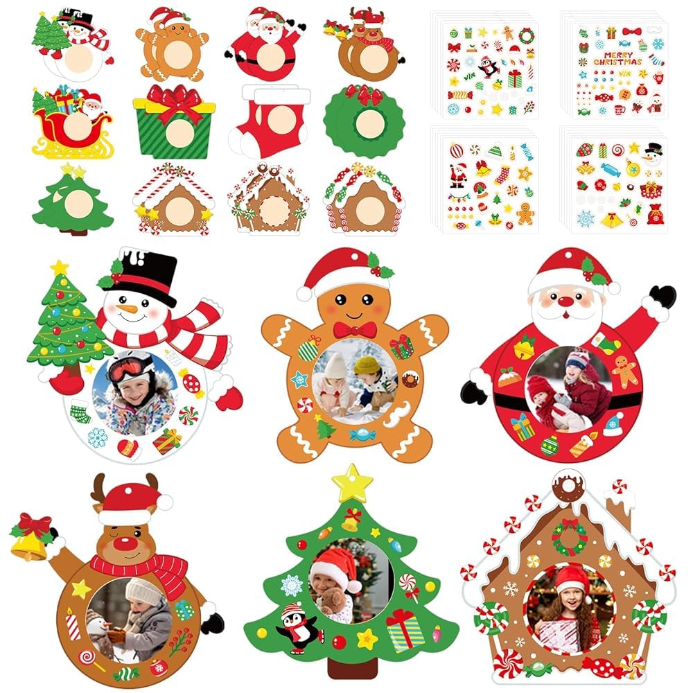 24 PCS Fall Picture Frame Crafts Paper Thanksgiving DIY Photo Frame Crafts Pumpkin Maple Leaf Pine Cone Photo Holder Decor for Thanksgiving Game Activitie (Snowflake)