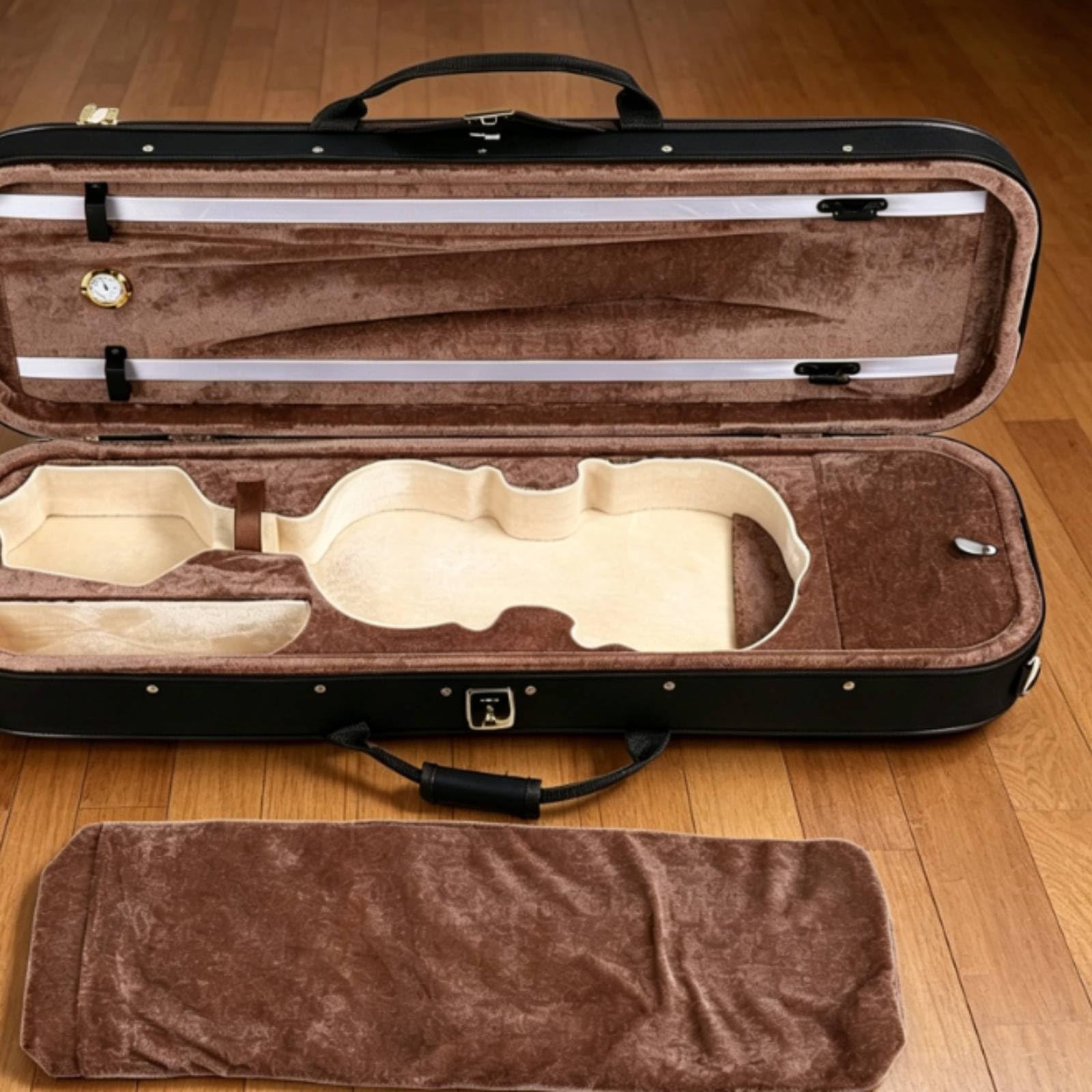 Estuche de Violín de Tela Oxford Ligero Estuche Rectangular Violín Antigolpes Instrumento Musical para Concierto, Negro, Negro Cadena Plateada