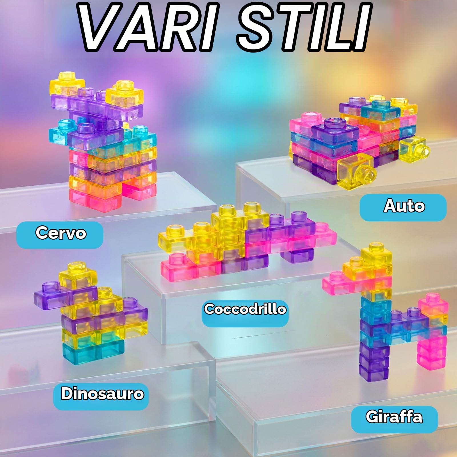Blocchi da Costruzione Sensoriali, 40 Pezzi Jelly Blocchi, Gioco Espandibili, Morbidi e Flessibili, Giochi Sensoriali