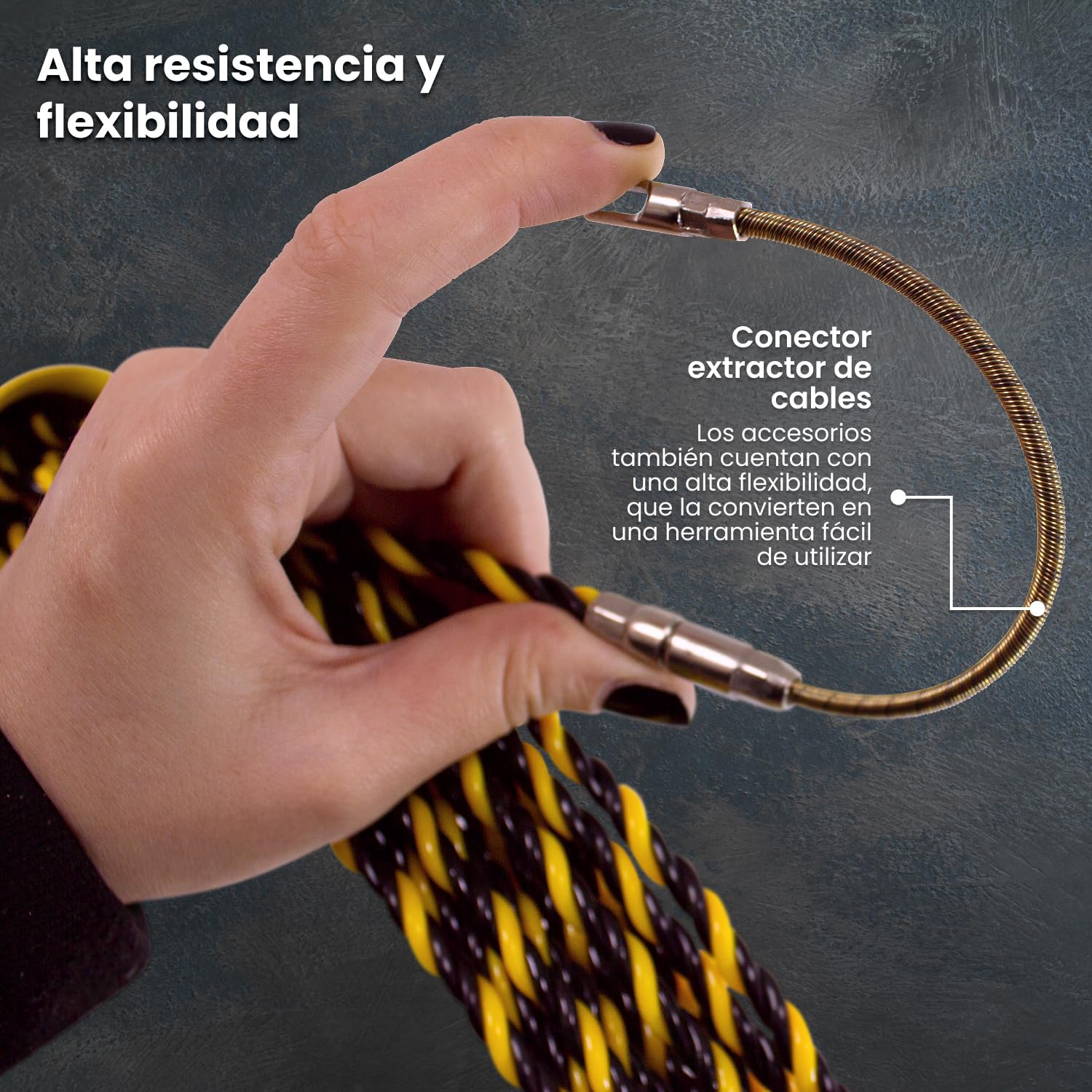 Guia Pasacables Profesional Triple Trenzada con Tubo Organizador Guarda Guia 7mm con Terminales Intercambiables Electricista Profesional para Pasar Cables Paredes, Pisos y Conductos PET (30 Metros)