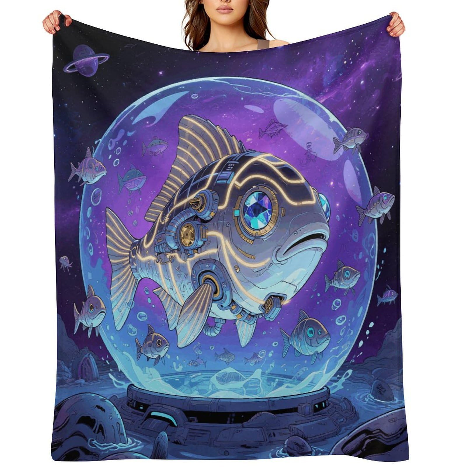 Fish Throw Blanket for Couch and Bed Super Soft Warm Lightweight Throw Blankets Cozy Fuzzy Flannel Blanket Personalized Decorative Blankets for Sofa Decor 40"x50"