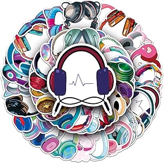 Cartoon Headphone Vinyl Stickers, 50 PCS Waterproof Illus...
