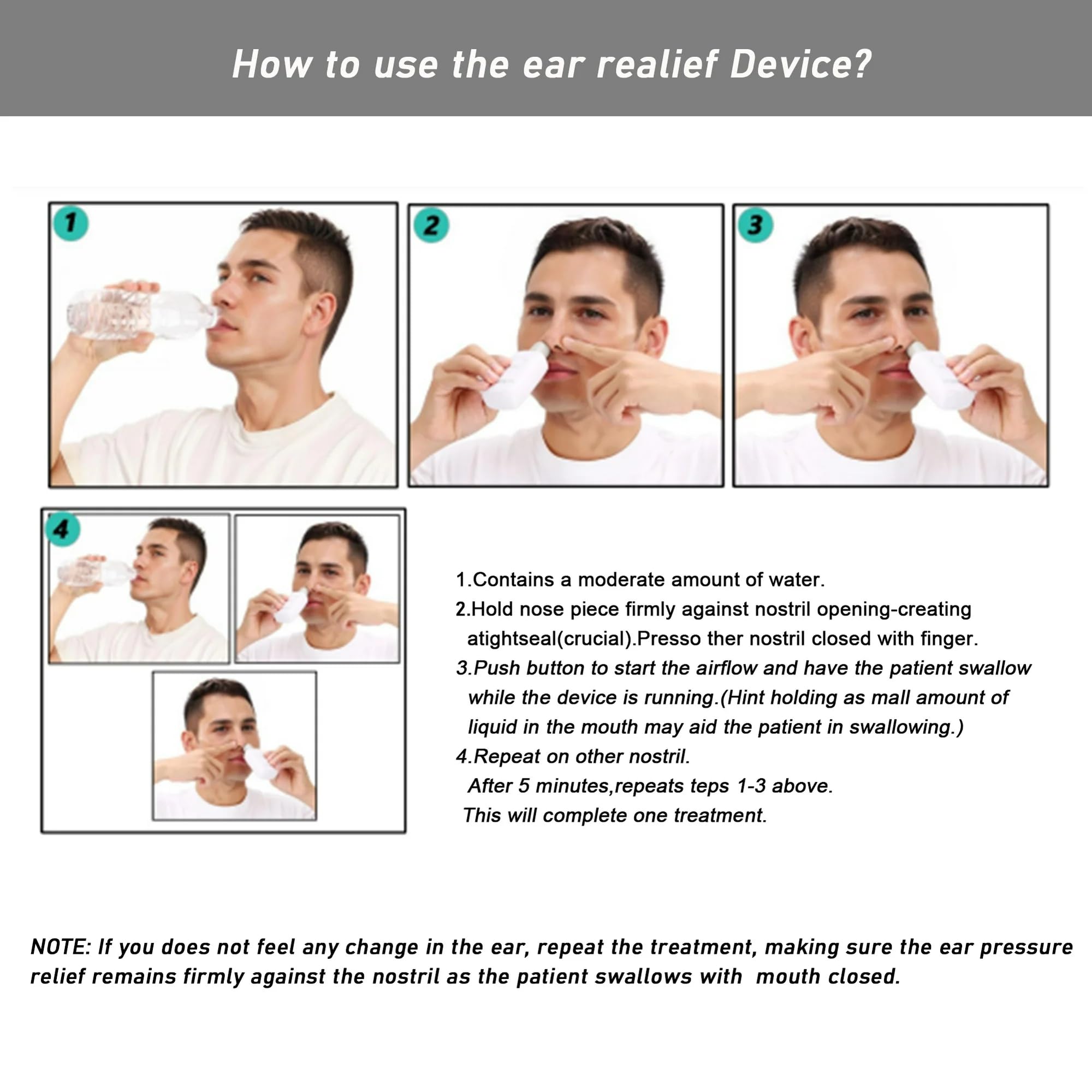 Eustachian Tube Unclogger Ear Pressure Relief Device - Safe Natural Ear Pressure Balancer for Air Travel Diving Colds Swimming - Unblocks Ears Relieves Tinnitus and Earache - Eustachian Tube Exerciser — Amazon image 3
