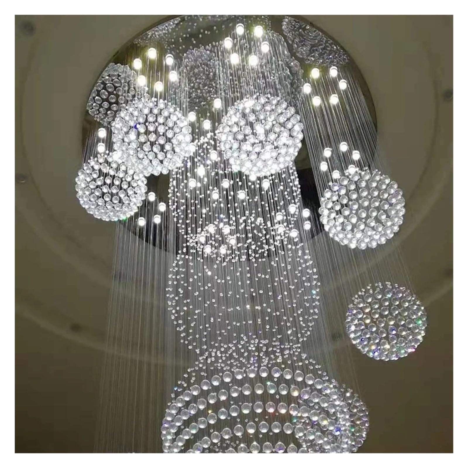 Lampy wiszące LED, żyrandole, sufity okrągłe, oświetlenie LED z dużym kryształem, oświetlenie wewnętrzne, oświetlenie schodów, oświetlenie sypialni. Oświetlenie holu (rozmiar: śred