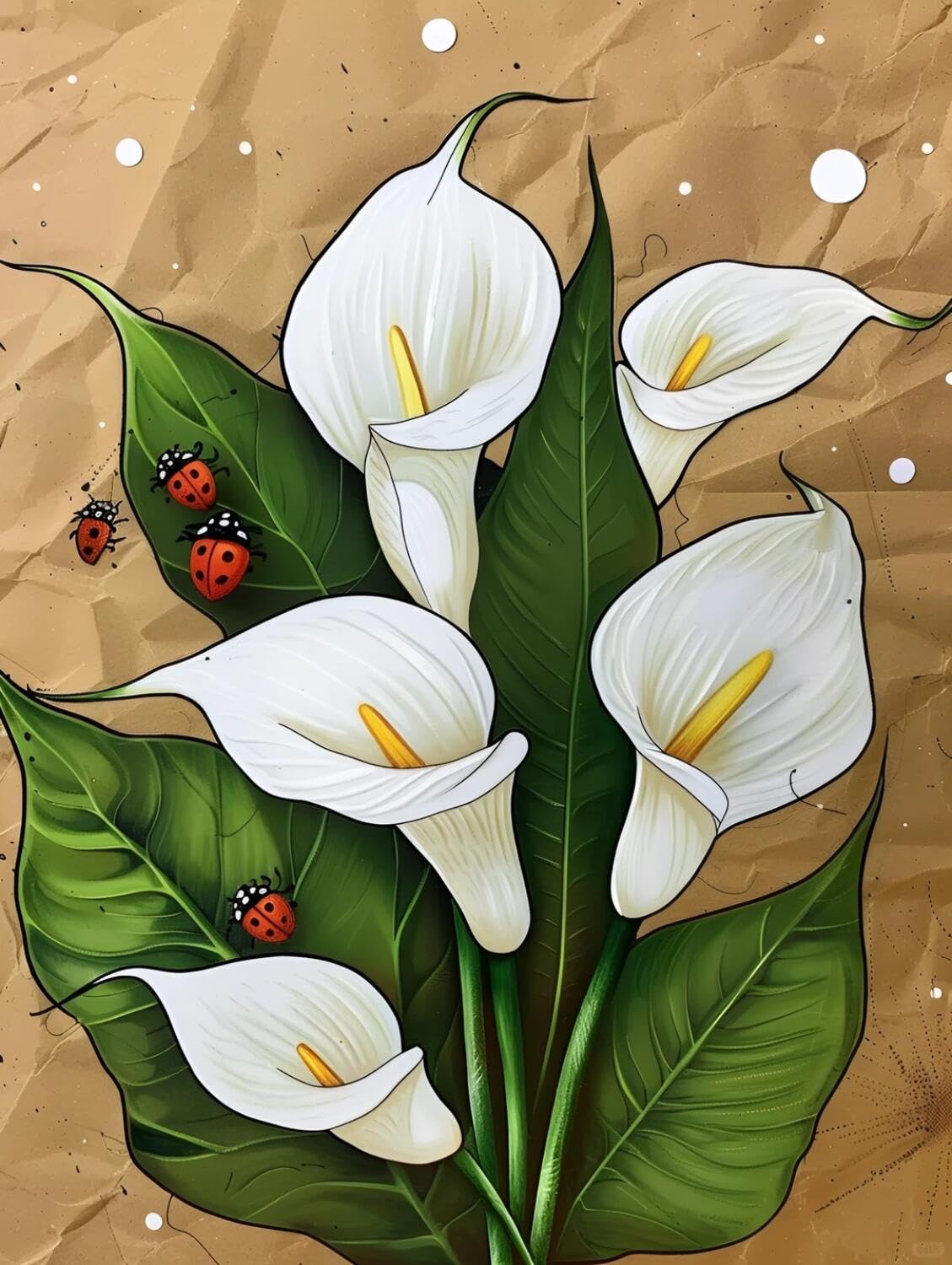 Rqwybcaxn Bead Cross Stitch Kits White Calla Lily 40x50cm