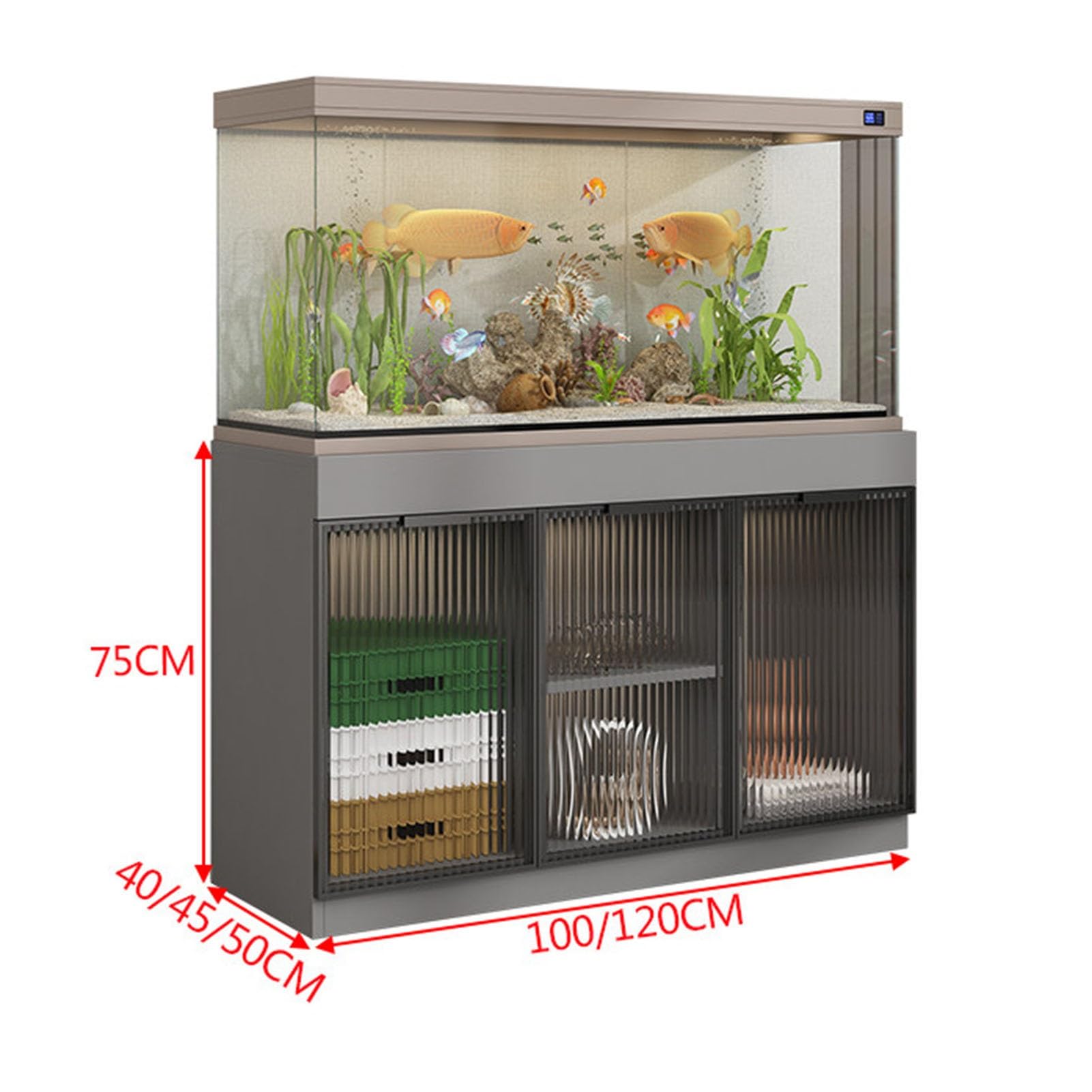 Soporte para Acuario, Soporte Pie para Terrario Reptiles, Soporte para Acuario con Armario Almacenamiento para Sala Estar Y Recibidor(Black,120X40X75CM)