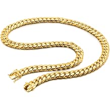 Dankadi Italy 925 Sterling Silver Miami Cuban Link Chain Necklace Men 10-12 MM 18 "19" 20 "22" 24 "26" 28 "30" Box Lock Link Gold Jewelry Gift Fashion 10MM Gold, 24 inch