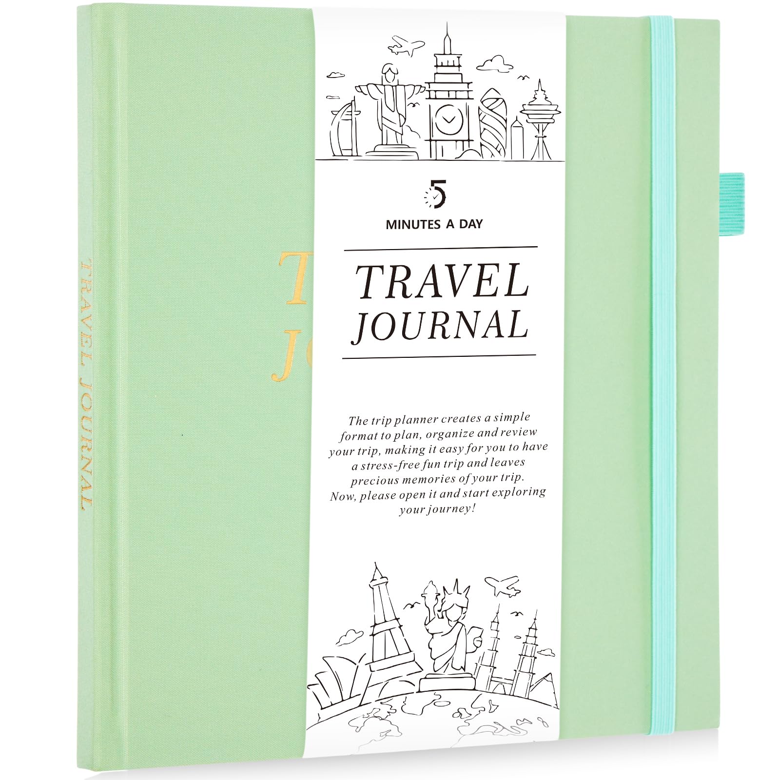 Travel Journal for Women, Adventure Book for 20 Trips, Travelling Planner Notebook Diary for Traveler, Vocation Planner, Travel Gifts(126 Pages, Light Green)