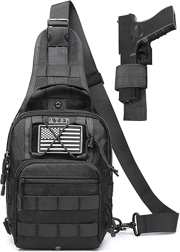 ATBP Pequeña mochila táctica para hombre, funda de transporte oculta, una bolsa sobre el hombro, bolsa universal para hombre, Negro -