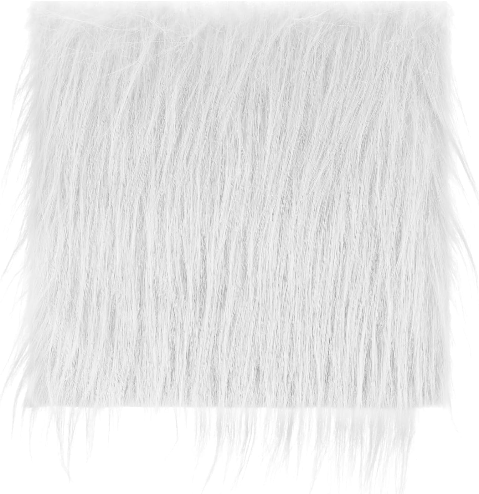 Shaggy Plush Fur Fabric Christmas Craft Fur 10 x 20inch Fuzzy Fabric Sewing Fur Cuts for DIY Crafts Halloween Winter Costume Decoration Rug Mat(White)