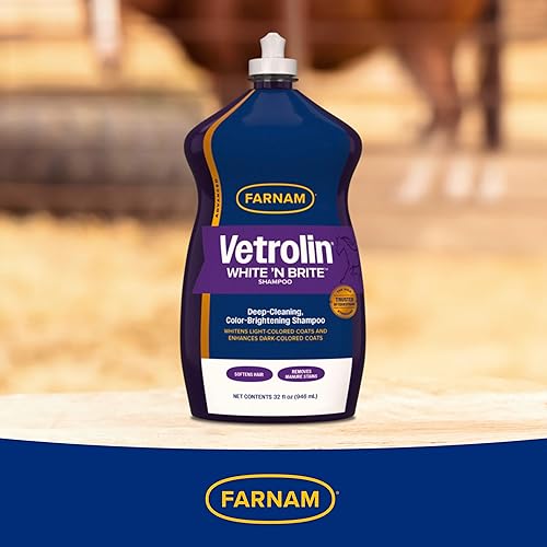 Miniatura 9 de Farnam Vetrolin White 'N Brite Champú, limpieza profunda e iluminador de color champú para caballos y perros. 32 onzas