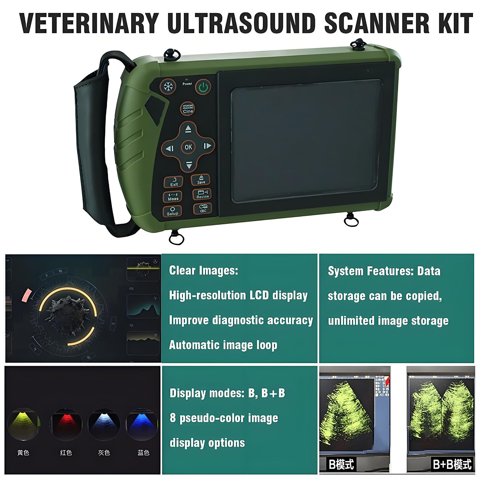 échographe Vétérinaire sans Fil - Sonde Mécanique De 3,5 MHz, Portable. Kit D'échographie B | Détecteur De Gestation Portable pour Porcs, Bovins, Ovins Et élevage