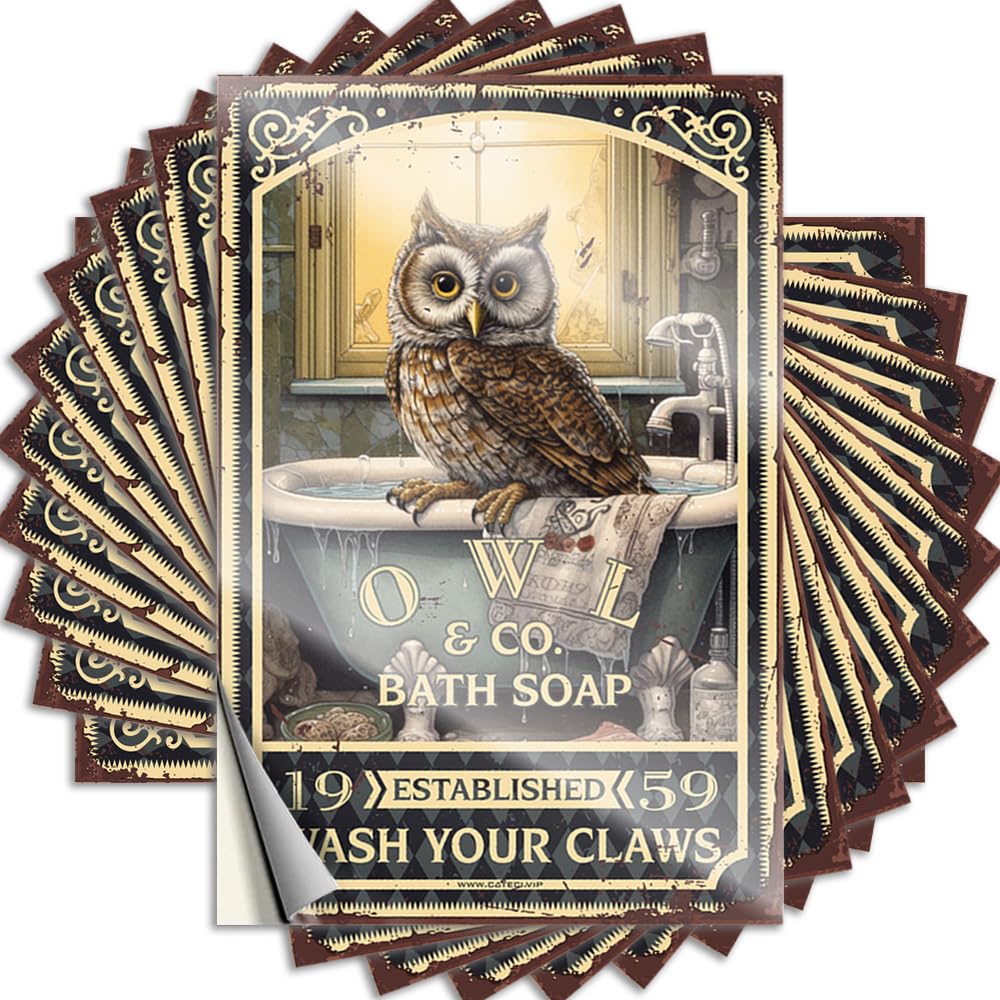 Men, Stickers Funny Nice Quote Stickers, Western Bathroom No Residue Decals for Luggage | Classroom Party Favor Custom Owl Bath Soap Wash Your Claws(6X9CM)