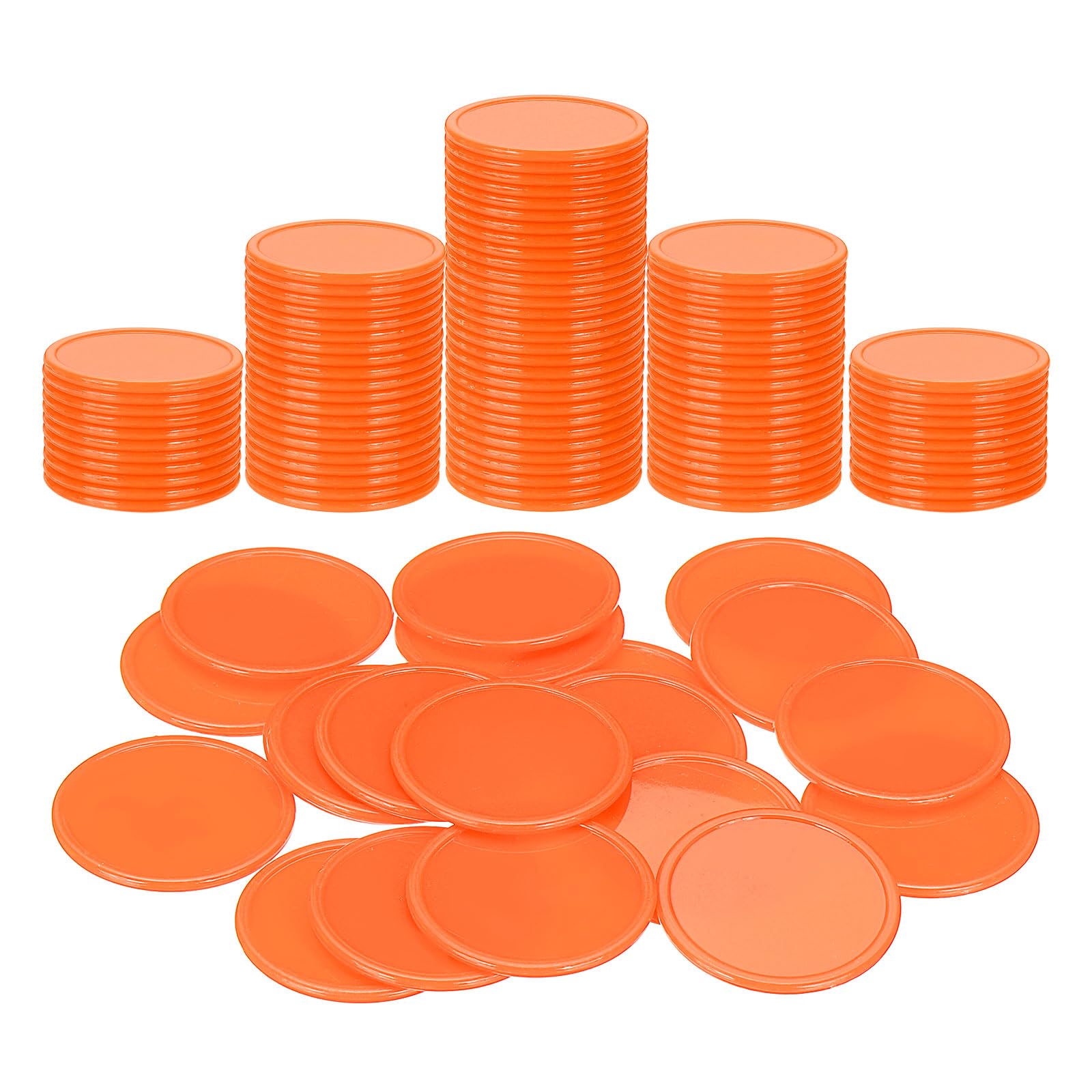 sourcing map 50Pcs 1.5 Inch Plastic Poker Chips, Mini Bingo Chips Learning Counters Counting Counters Disks Markers Opaque Game Tokens for Game Play Math Counting, Orange