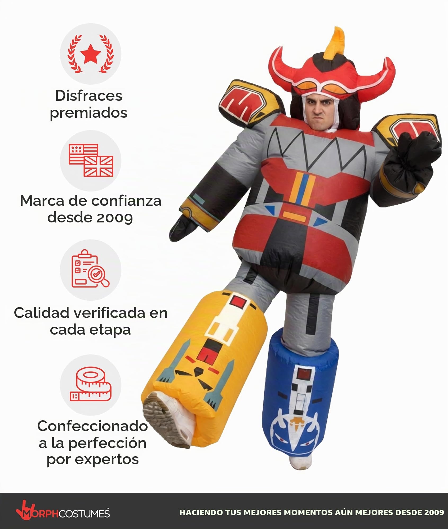 Morph Disfraz Power Ranger, Disfraces Hinchable, Traje Inflable Megazord, Disfraces Power Rangers, Disfraz Carnaval Adulto