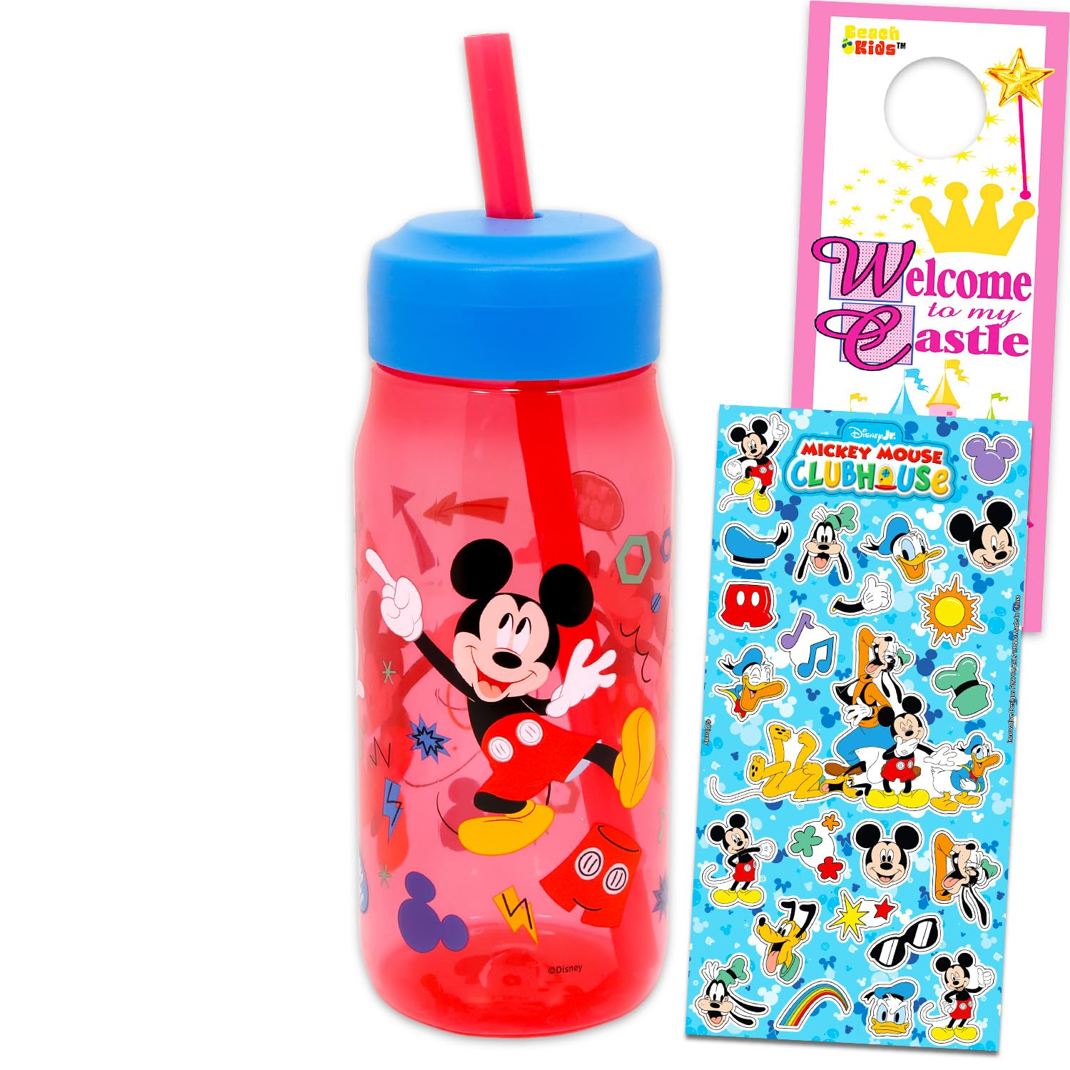 Disney Mickey Mouse Water Bottle for Boys and Girls - Bundle with 16 Oz Mickey Mouse Water Cup
