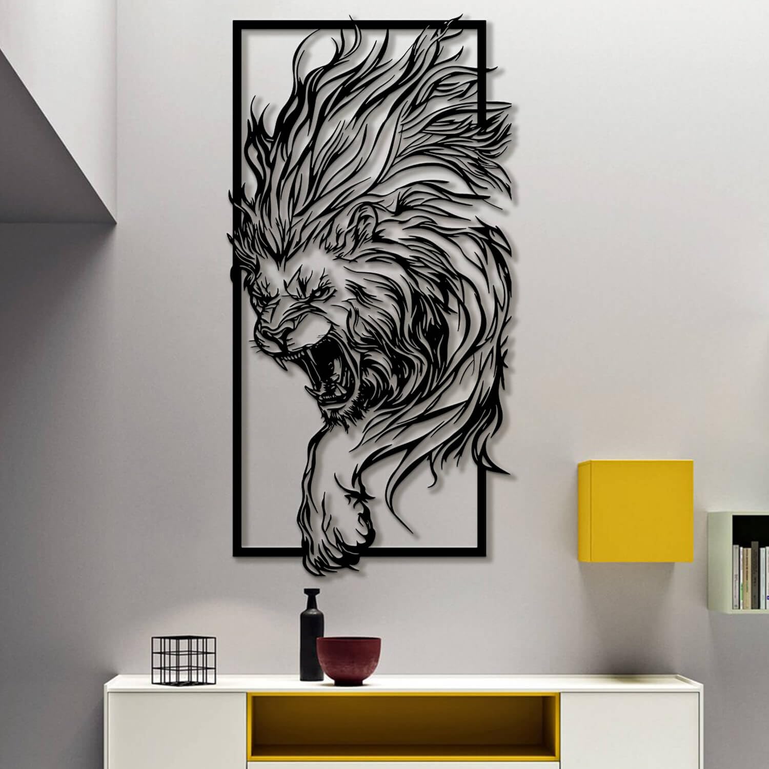 Tête de lion en métal moderne pour sublimer votre salon