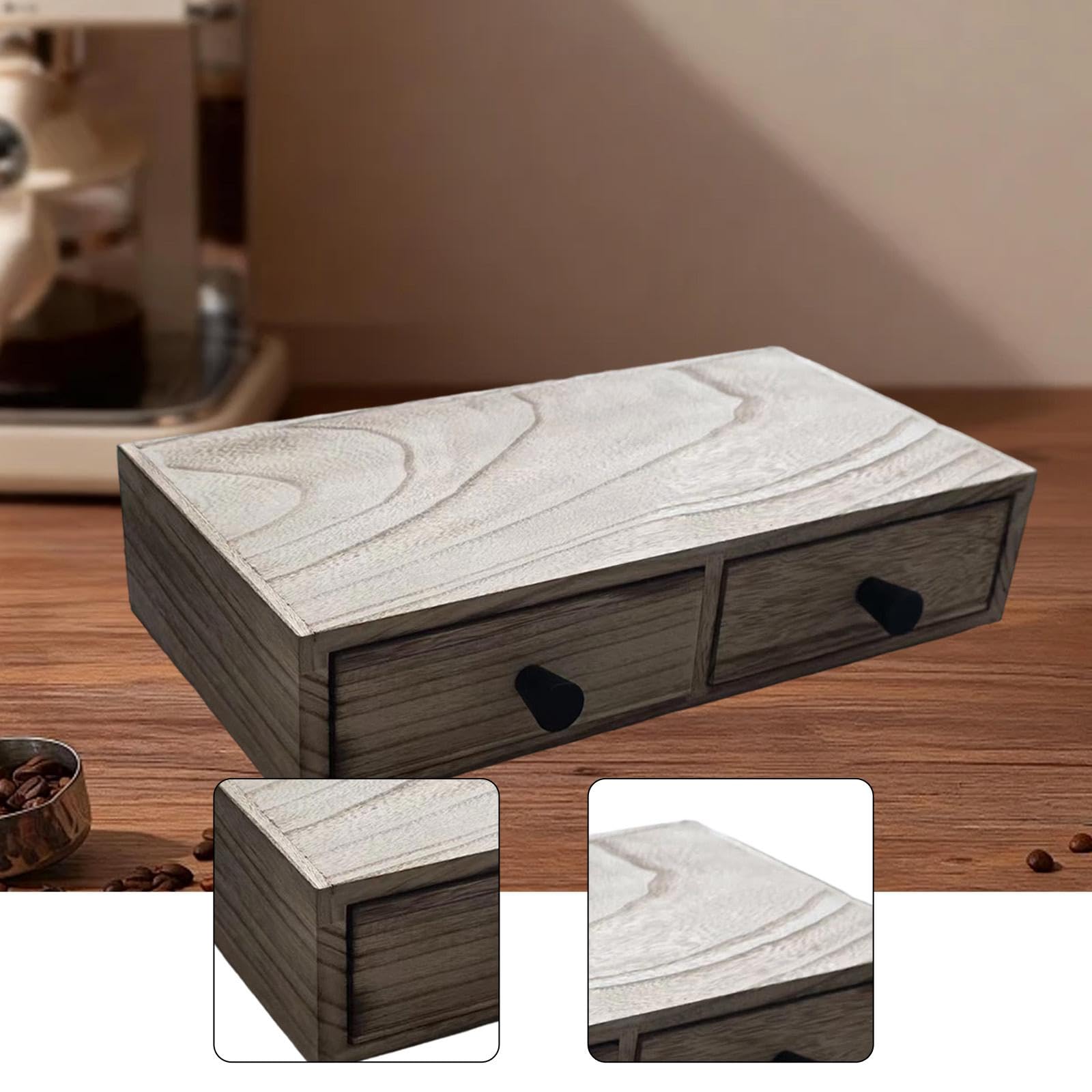 Kaffeezubehör Holz Kaffeekapselhalter Schubladenständer Aufbewahrungsbox Tischregal Aus Elegantem Holz für Einfache Organisation für Haushalt Kaffeeec, Holzmaserungsfarbe