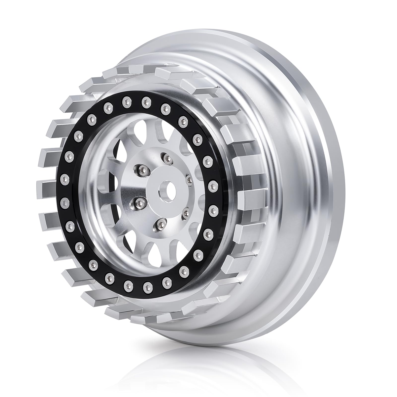 AXspeed Beadlock-Räder, Naben für UDR 1/7 Unlimited Desert Racer, passend für 101063-00 Reifen (Silber & Schwarz)