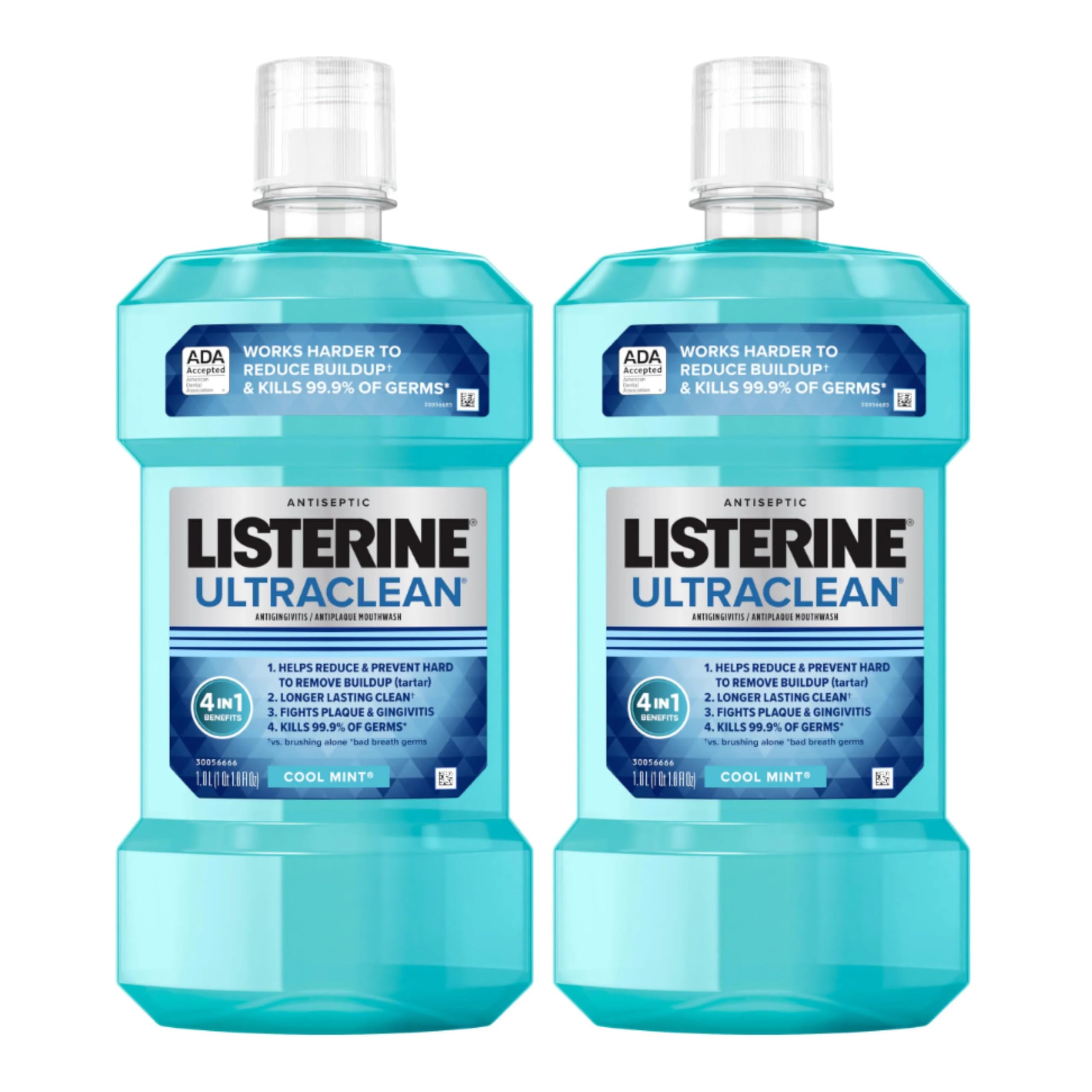 Ultraclean Oral Care Antiseptic Mouthwash, Everfresh Technology to Help Fight Bad Breath, Gingivitis, Plaque & Tartar, ADA-Accepted Tartar Control Oral Rinse, Cool Mint, 1 L (Pack of 2)
