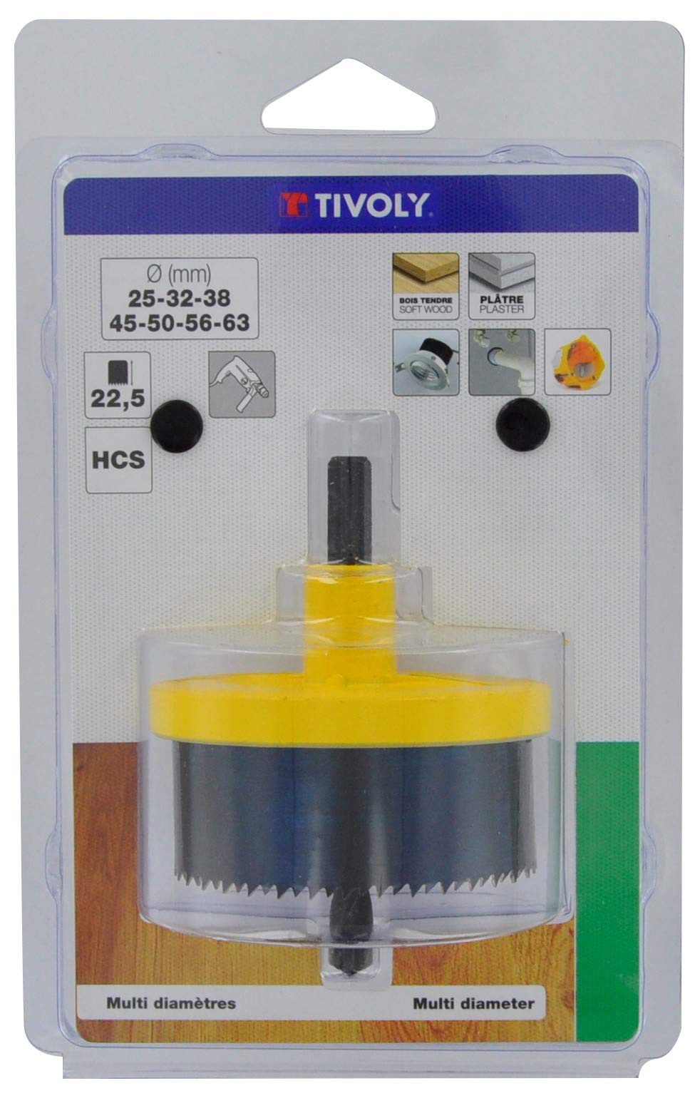 TIVOLY XT50522052010 - Blister SIERRA CORONA HCS/​MULTI-​HOJAS/​Uso OCASIONAL diámetros 25-​32-​38-​45-​50-​56-​62 (22,​5mm) (Envase de 7 pz.)