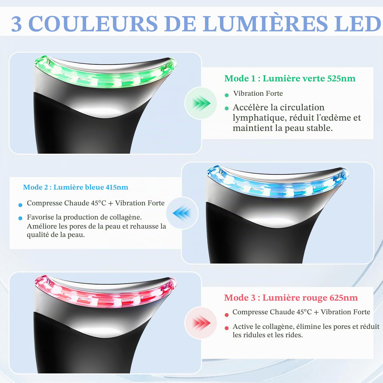 Anluomania Appareil Massage Visage Anti Rides, Appareil de Beauté, Appareil Massage Visage 3 Modes, avec Lifting EMS Massage, Thermique à 45℃, Pour Raffermissement du Visage et du Cou