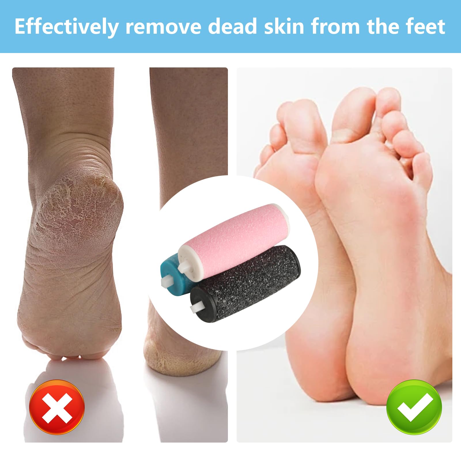 14 unidades para Scholl Velvet Smooth rodillos de repuesto para removedor de callos Scholl, rodillos de repuesto extra gruesos para lima de pies eléctrica, pedicura, juego de cuidado de los pies para