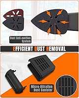 Vista 5 de DWT - Lijadora de detalle, lijadora eléctrica de 1.5A 15000 OPM con 24 piezas de papel de lija, sistema eficiente de recogida de polvo y accesorio