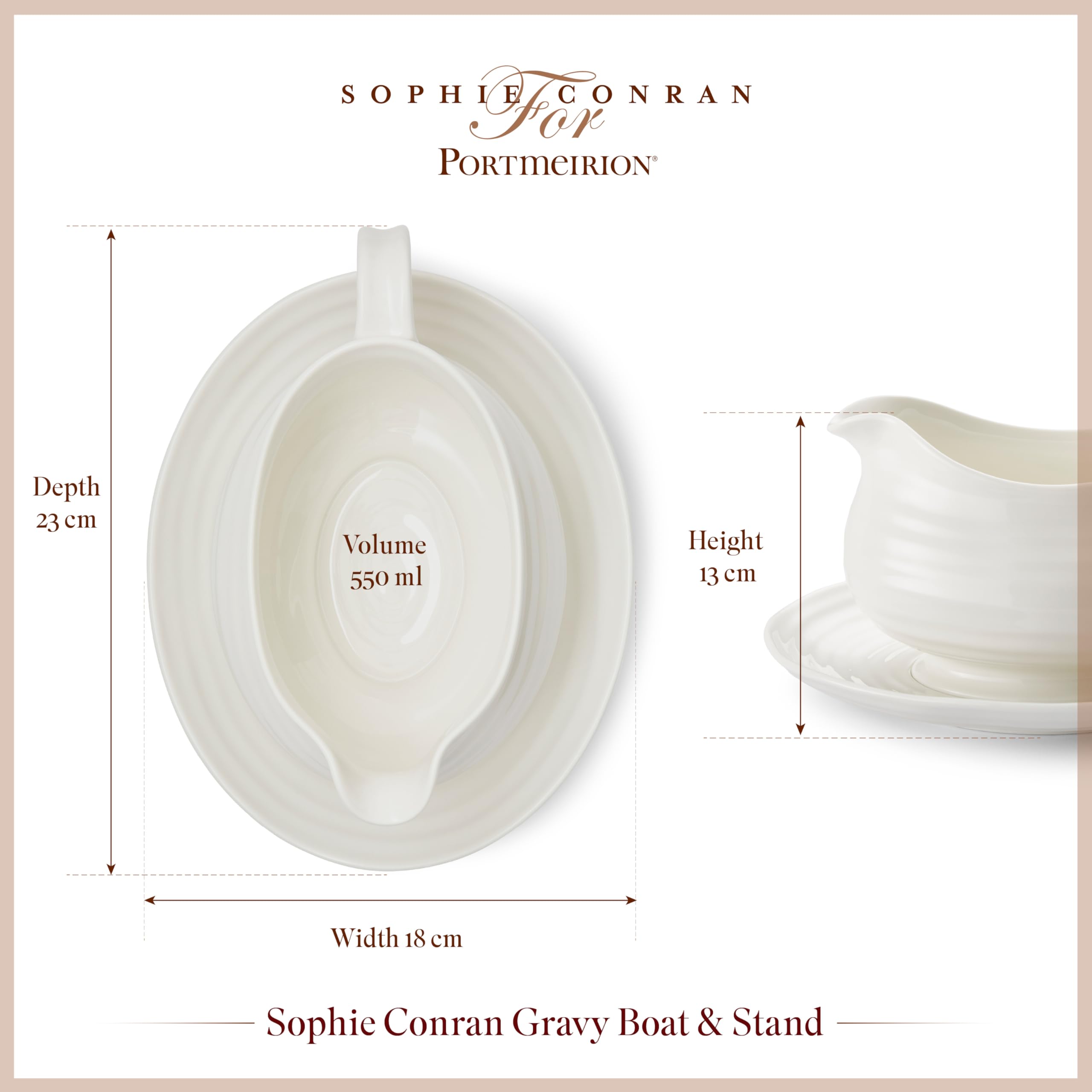 Portmeirion x Sophie Conran Gravy Boat and Stand - Elegant White