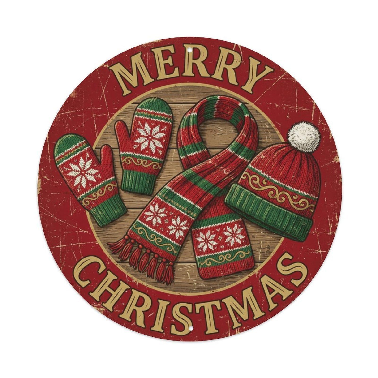 Merry Christmas Wool Knit Cozy Metal Tin Sign