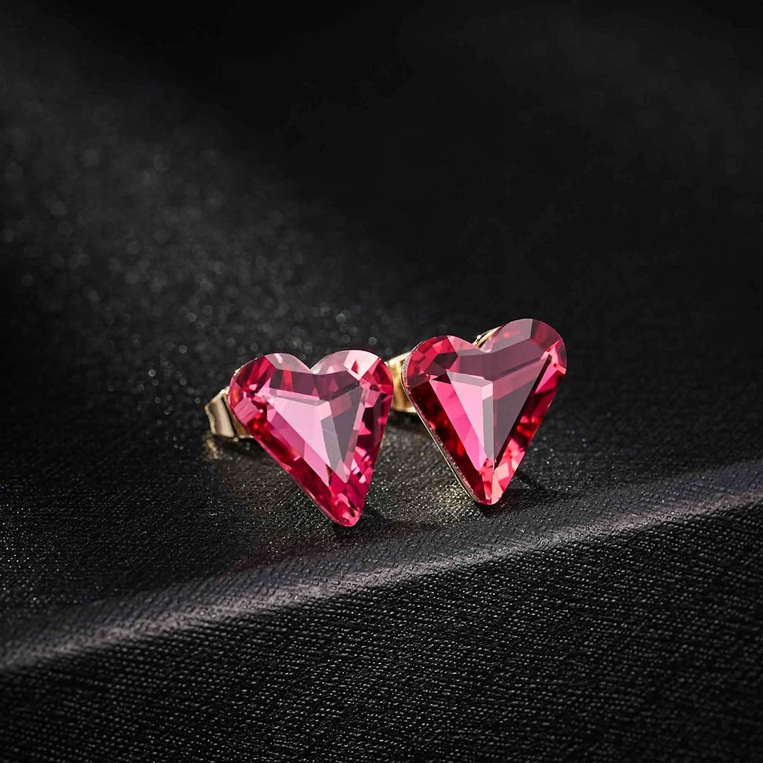 Fashion Austrian Crystal Heart Stud Earrings for Women 14K Gold Plated Hypoallergenic Formal Jewelry Gift - Image 4