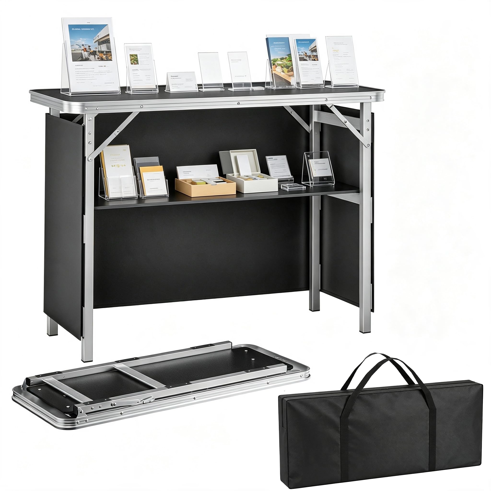 XMTECH Faltbare Messetheke S, 98 x 38 x 85 cm, Alu Messetresen mit Tasche