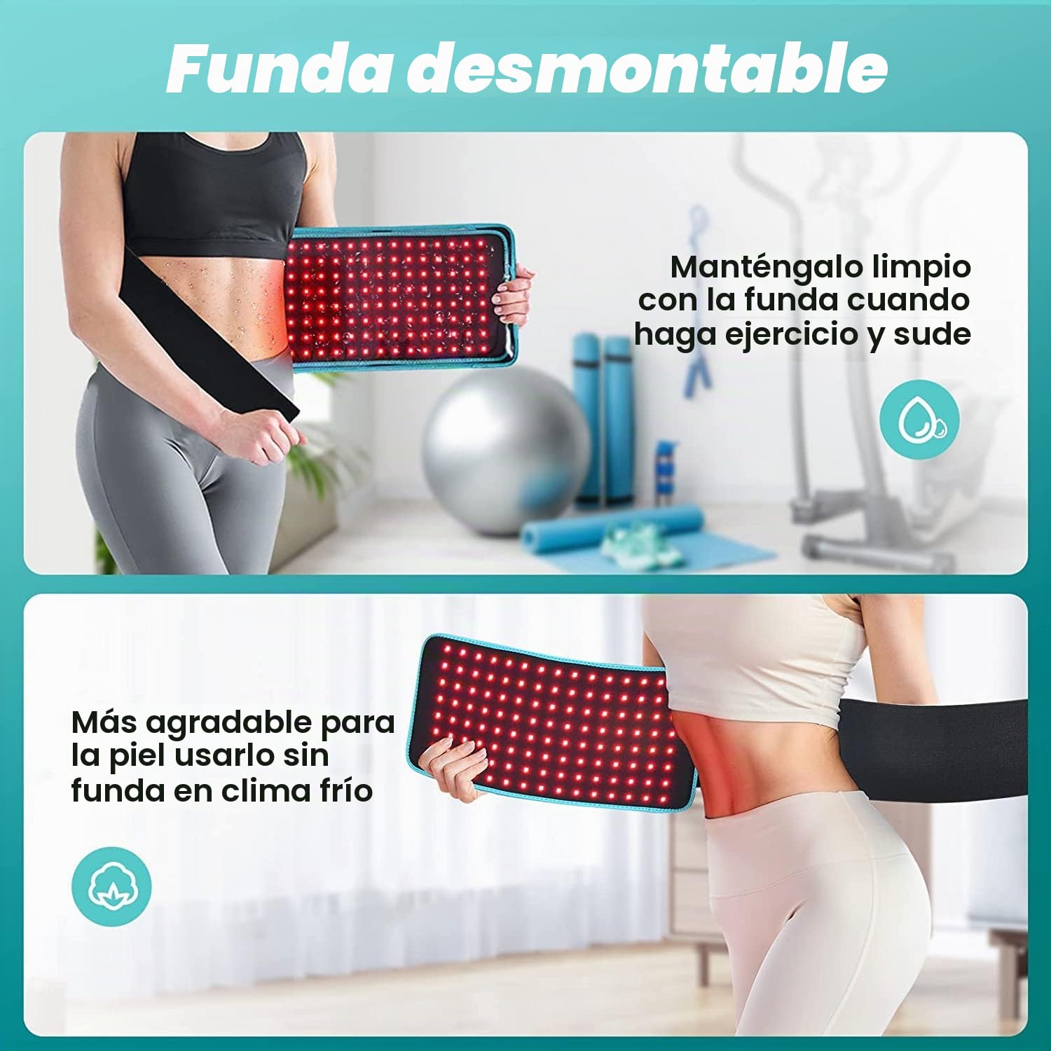 iTHERAU Lámpara de luz roja con 660 y 850 nm de longitud de onda, lámpara de luz roja para aliviar el dolor de articulaciones o espalda, tensión muscular, envoltura de labios para el cuerpo