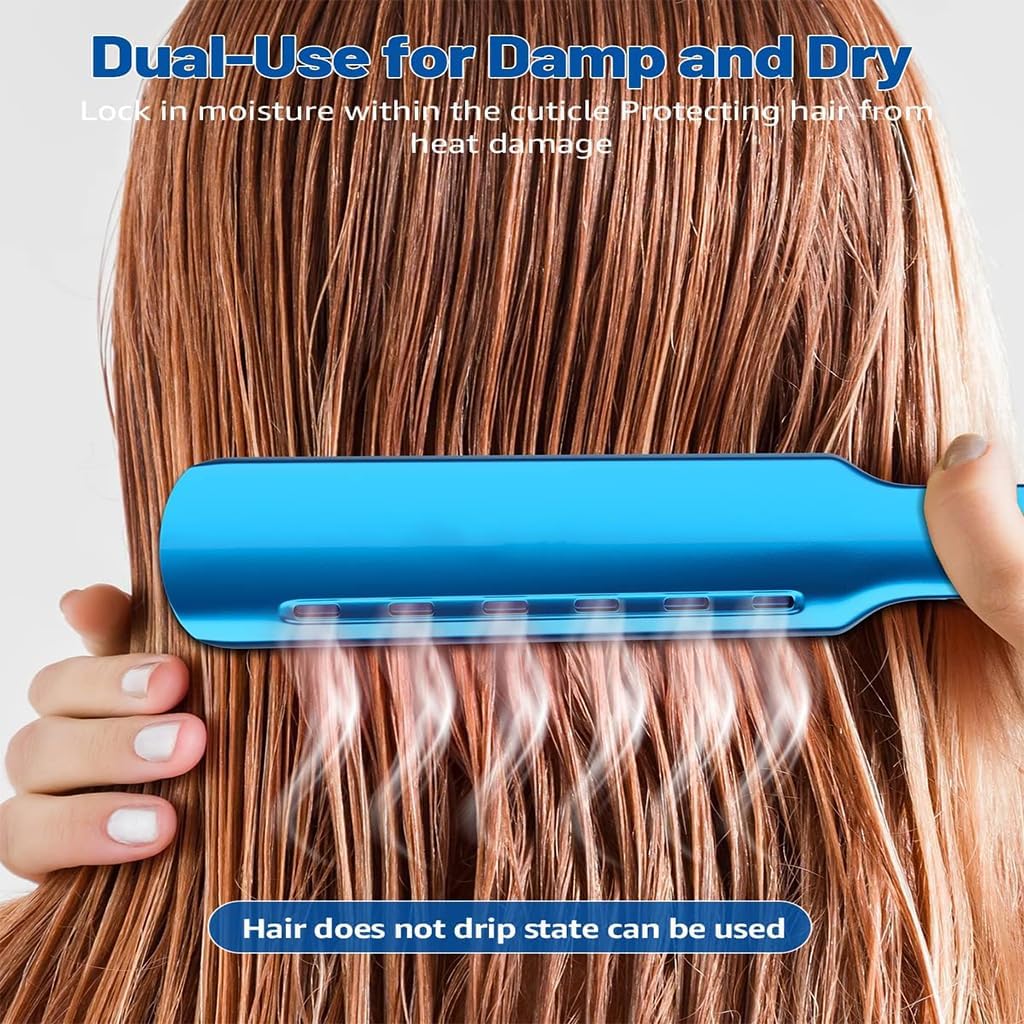 Professional Hair Straightener, 1.7" Wide Titanium Plates, 5 Heat Settings 290-450°F, Blue