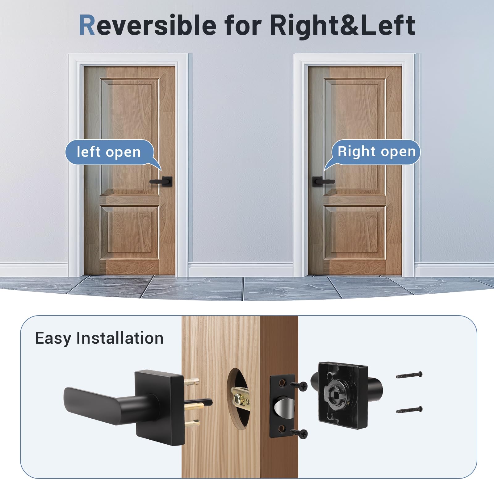 Matte Black Door Handles - Durable & Easy Install -4 Matte Black Door Handles - Durable & Easy Install -4