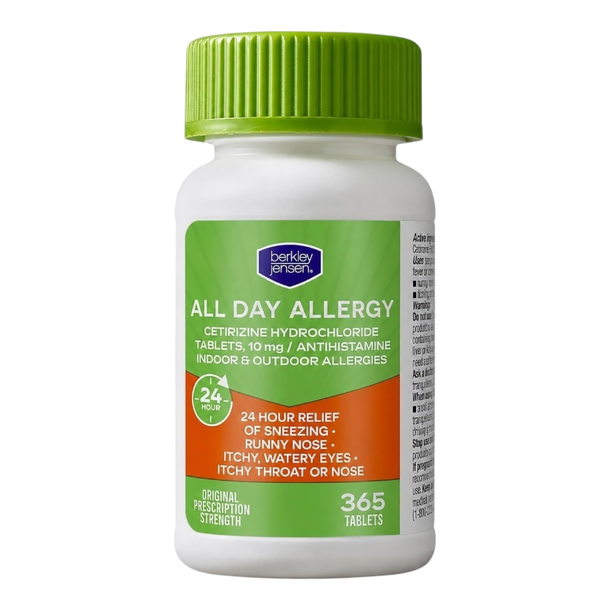 Berkley Jensen 24 Hour Allergy Relief, 10 mg Cetirizine Hydrochloride, 365 Tablets